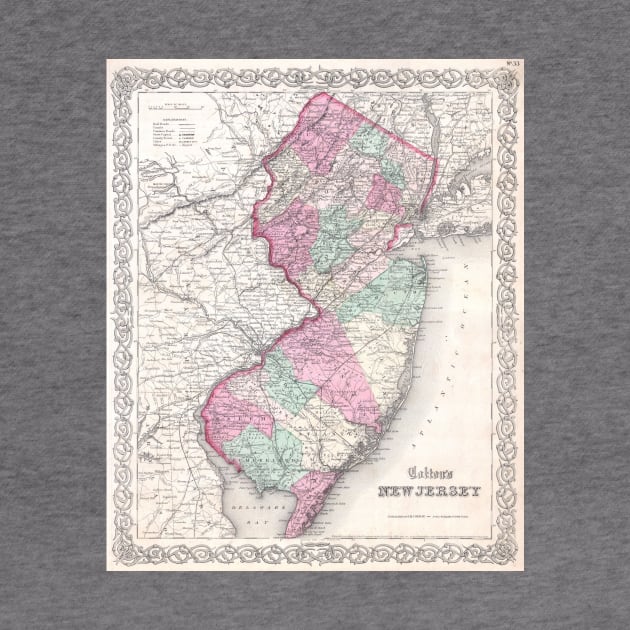 Vintage Map of New Jersey (1855) by Bravuramedia